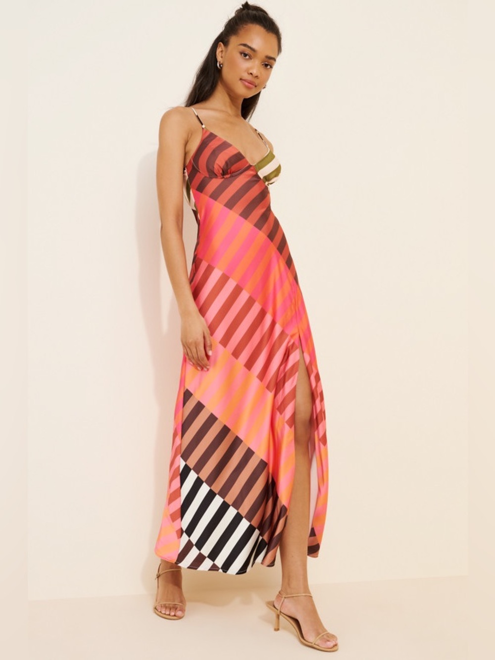 Hutch Striped Slip Maxi Dress with Slit